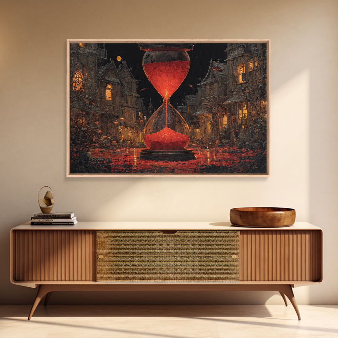 The Crimson Hourglass, Landscape Wall Art, Spooky Home Decor, Canvas Print, Halloween Wall Decor, Gothic Home Decor, Horror Wall Art