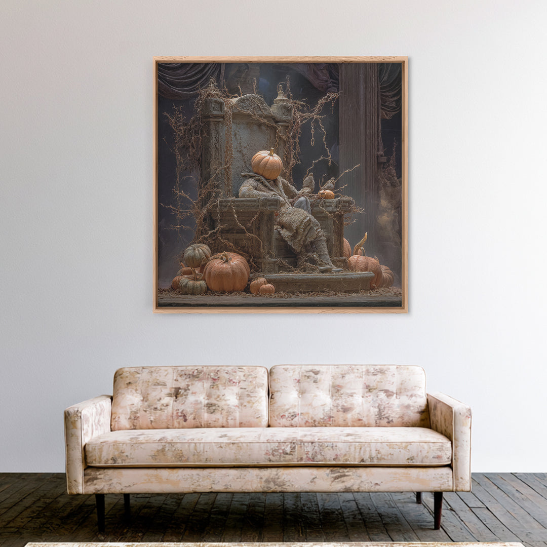 The Jack-O'-Lantern Throne, Square Wall Art, Dark Halloween Decor, Canvas Print, Halloween Wall Decor, Gothic Home Decor
