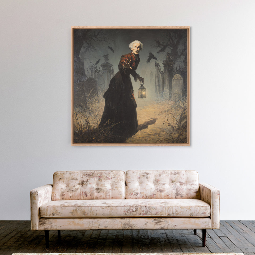 The Haunted Portrait, Square Wall Art, Spooky Home Decor, Canvas Print, Halloween Wall Decor, Gothic Home Decor, Spooky Wall Decor