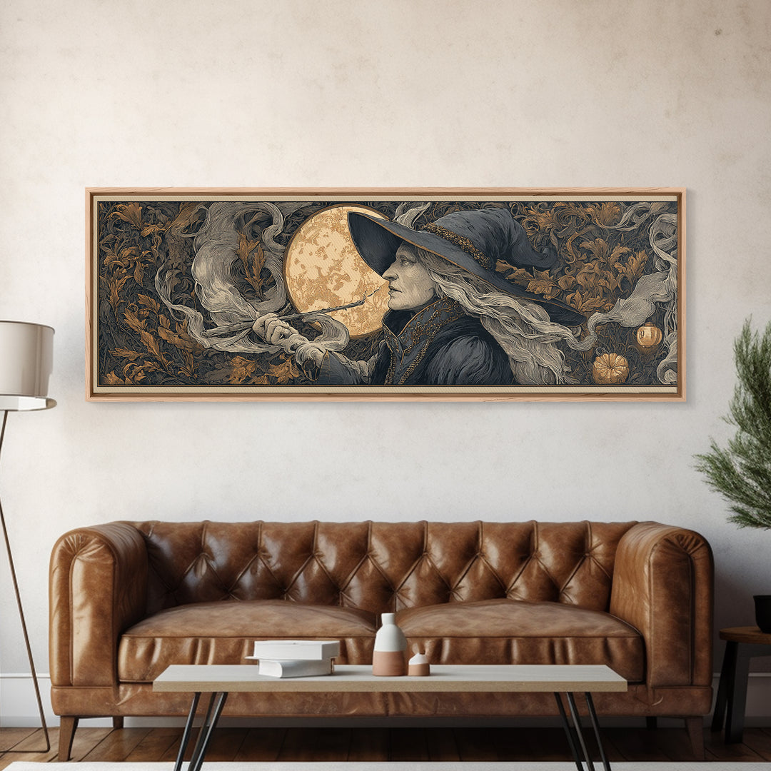Art Nouveau Witchcraft, Extra Wide Wall Art, Spooky Home Decor, Canvas Print, Halloween Wall Decor, Gothic Home Decor, Seasonal Home Decor
