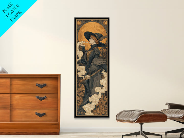 Art Nouveau Witchcraft, Tall Narrow Wall Art, Dark Fantasy Wall Art, Canvas Print, Halloween Wall Decor, Gothic Home Decor, Dark Fantasy Art