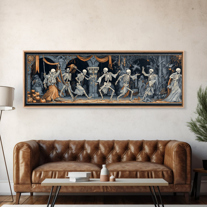 Medieval Danse Macabre, Extra Wide Wall Art, Spooky Home Decor, Canvas Print, Halloween Wall Decor, Gothic Home Decor
