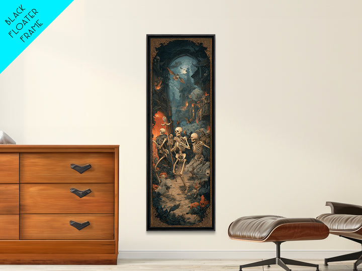 Medieval Danse Macabre, Tall Narrow Wall Art, Dark Fantasy Wall Art, Canvas Print, Halloween Wall Decor, Gothic Home Decor, Horror Wall Art