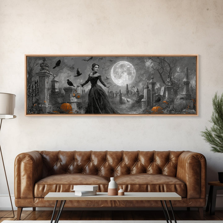 1950s Halloween Nostalgia, Extra Wide Wall Art, Spooky Home Decor, Canvas Print, Halloween Wall Decor, Gothic Home Decor, Spooky Wall Decor