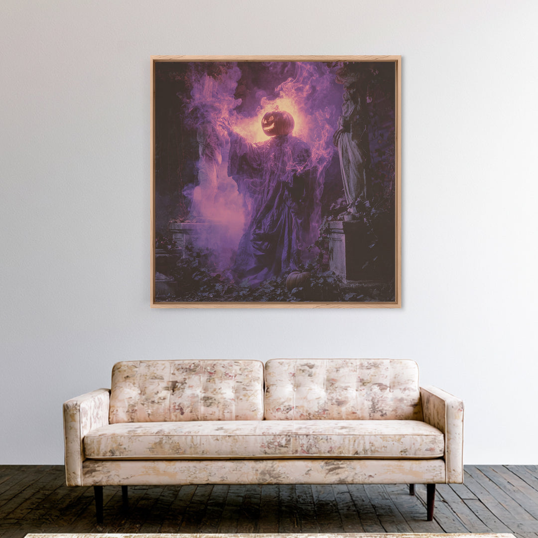1980s Neon Horror, Square Wall Art, Dark Fantasy Wall Art, Canvas Print, Halloween Wall Decor, Gothic Home Decor, Collectible Wall Decor