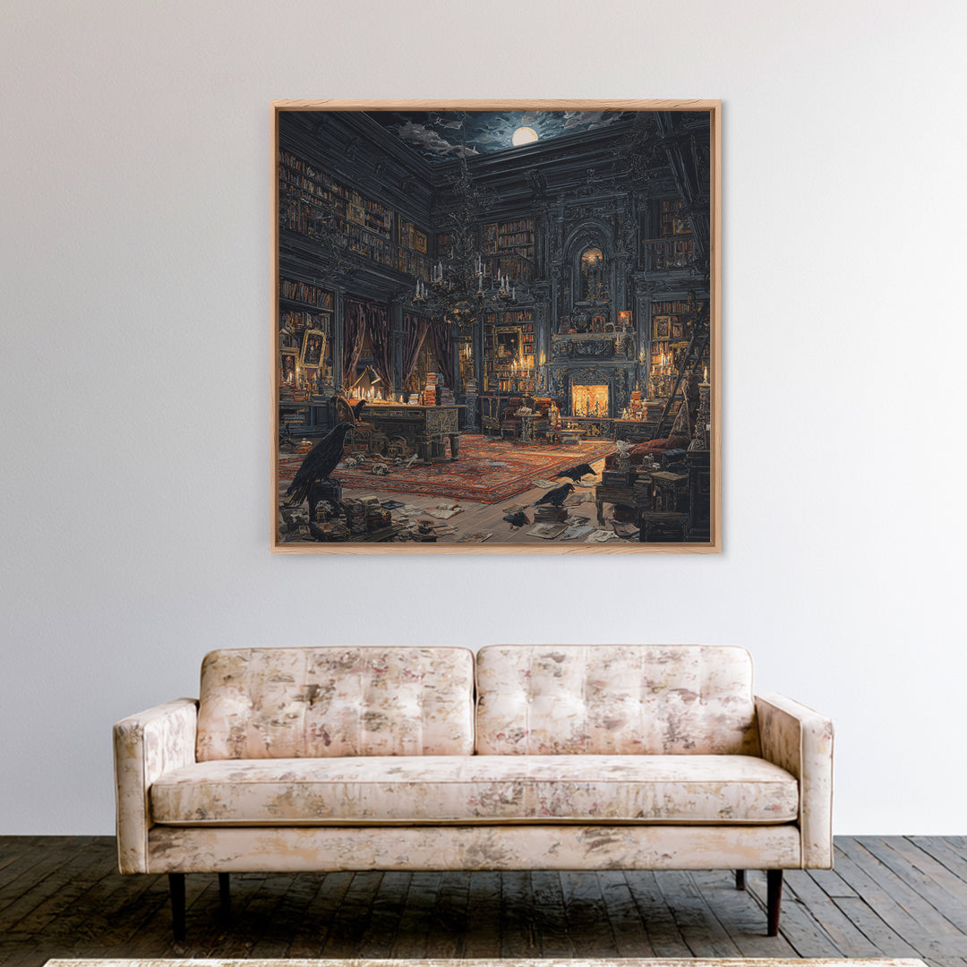 Dark Academia Halloween, Square Wall Art, Dark Halloween Decor, Canvas Print, Halloween Wall Decor, Gothic Home Decor, Statement Wall Art