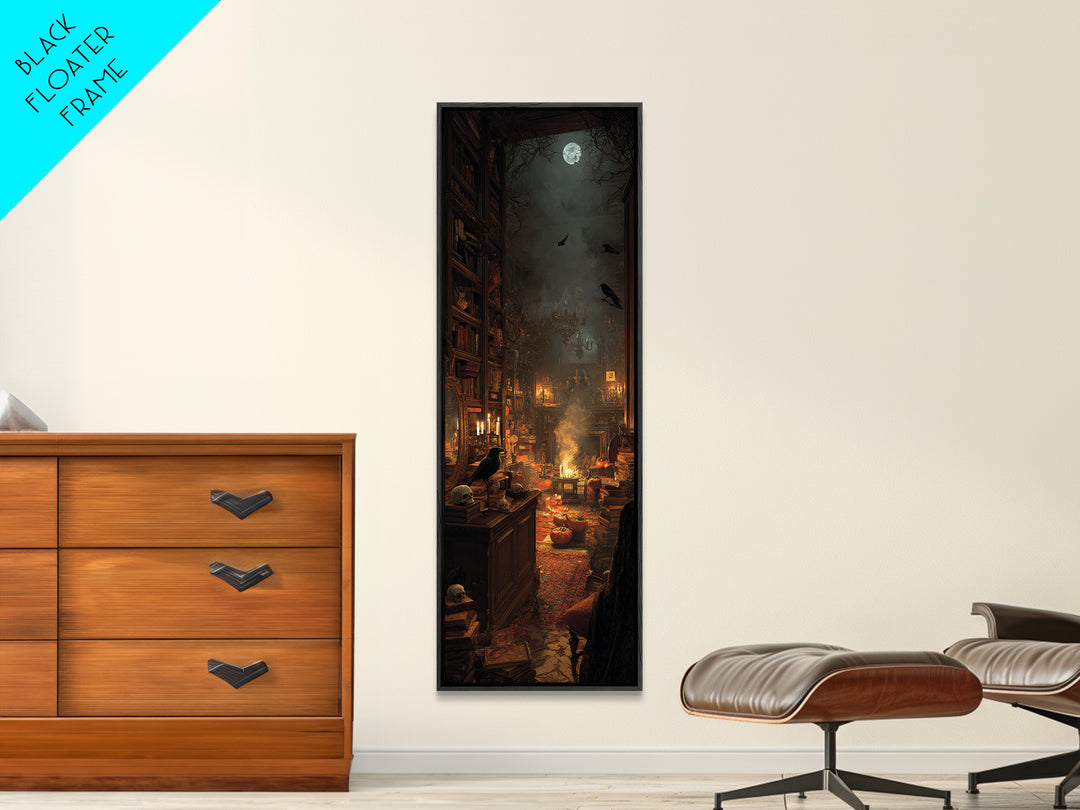 Dark Academia Halloween, Tall Narrow Wall Art, Dark Fantasy Wall Art, Canvas Print, Halloween Wall Decor, Gothic Home Decor, Halloween Decor