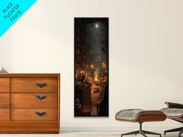 Dark Academia Halloween, Tall Narrow Wall Art, Dark Fantasy Wall Art, Canvas Print, Halloween Wall Decor, Gothic Home Decor, Halloween Decor