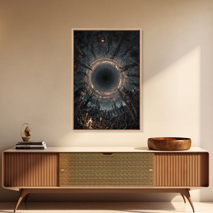 Celestial Witchcraft, Vertical Wall Art, Haunted Gothic Art, Framed Canvas Print, Halloween Wall Decor, Gothic Home Decor, Horror Wall Art