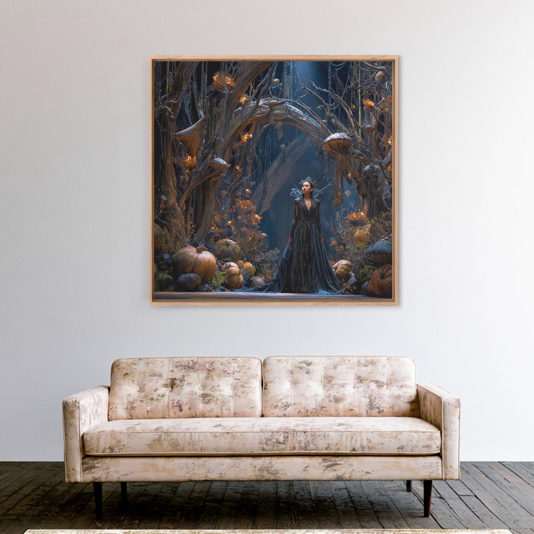 Enchanted Woodland Halloween, Square Wall Art, Dark Halloween Decor, Canvas Print, Halloween Wall Decor, Gothic Home Decor