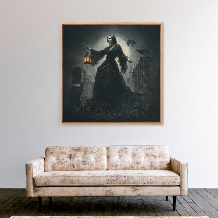 Gothic Romance, Square Wall Art, Macabre Wall Art, Framed Canvas Print, Halloween Wall Decor, Gothic Home Decor, Seasonal Home Decor