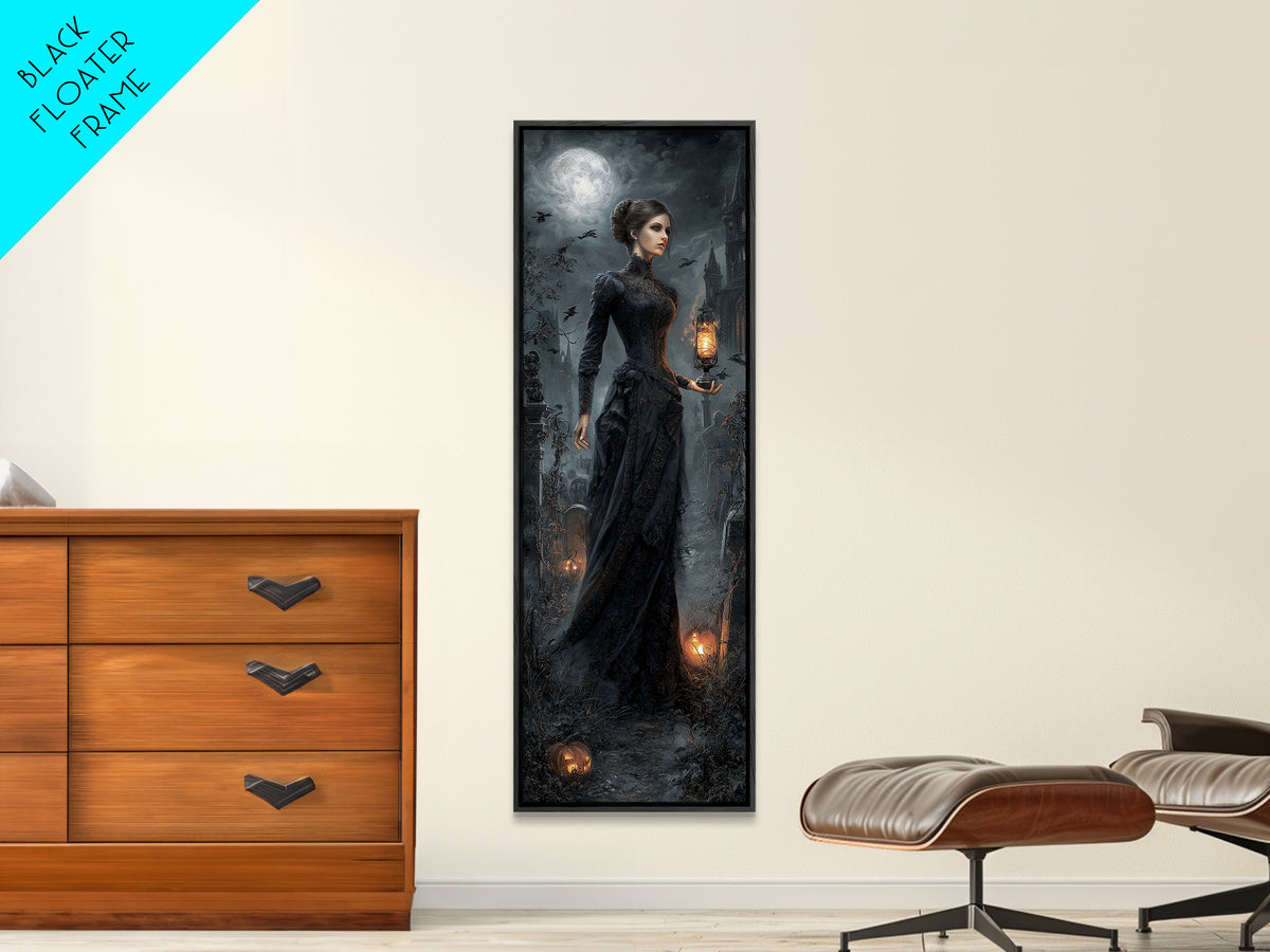 Gothic Romance, Tall Narrow Wall Art, Dark Fantasy Wall Art, Canvas Print, Halloween Wall Decor, Gothic Home Decor, Spooky Wall Decor