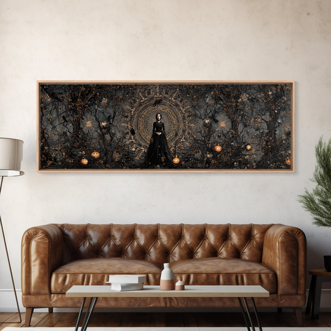 Black Lace And Cobwebs, Extra Wide Wall Art, Spooky Home Decor, Canvas Print, Halloween Wall Decor, Gothic Home Decor, Seasonal Home Decor