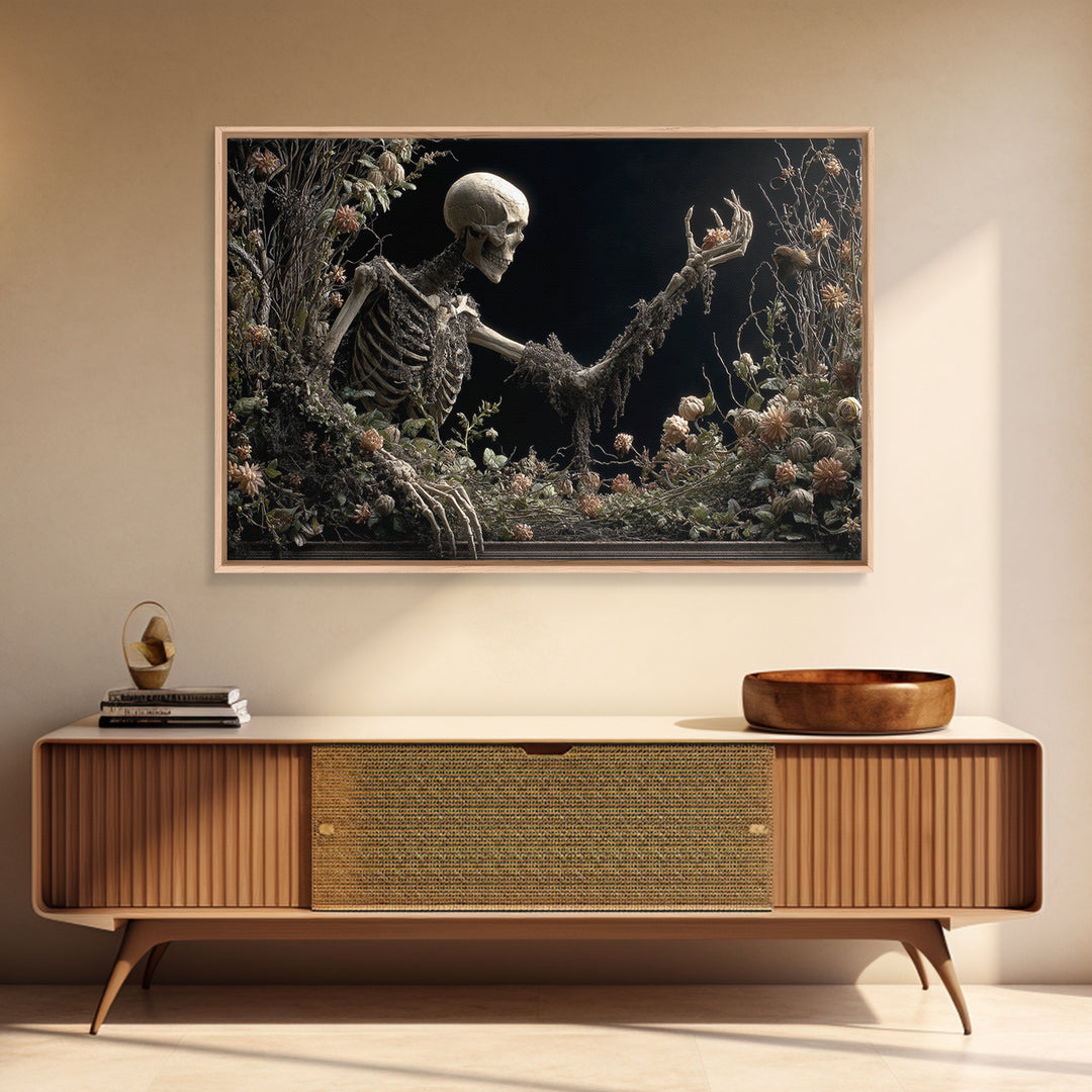 Skeletal Botanicals, Landscape Wall Art, Dark Fantasy Wall Art, Canvas Print, Halloween Wall Decor, Gothic Home Decor, Spooky Wall Decor