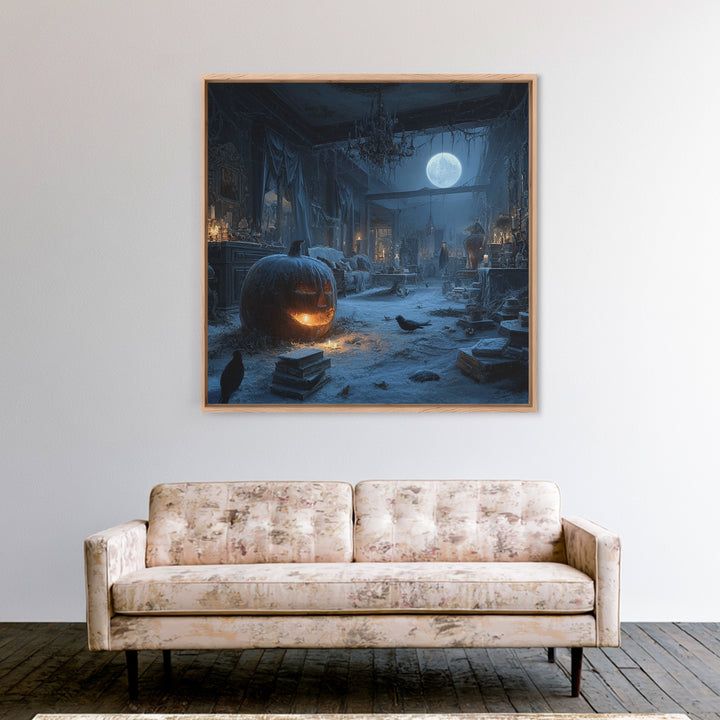 Frozen Halloween, Square Wall Art, Haunted Gothic Art, Framed Canvas Print, Halloween Wall Decor, Gothic Home Decor, Seasonal Home Decor