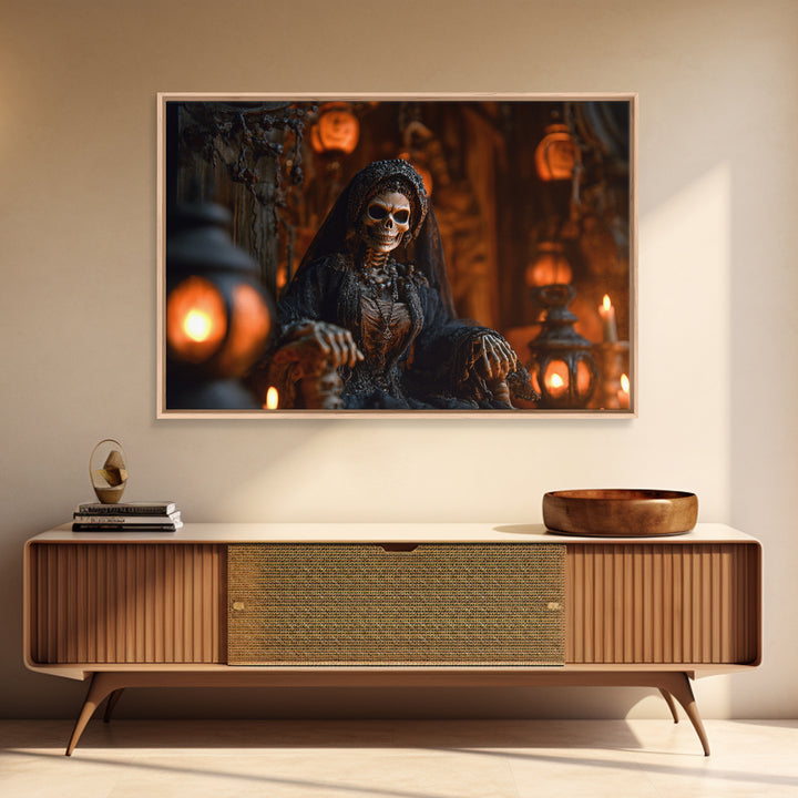 The Necromancer Queen, Landscape Wall Art, Haunted Gothic Art, Framed Canvas Print, Halloween Wall Decor, Gothic Home Decor, Halloween Decor