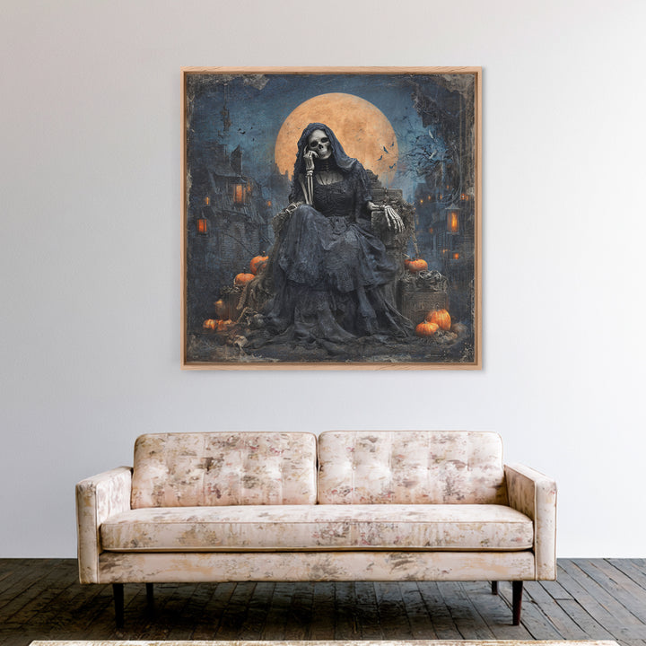 The Necromancer Queen, Square Wall Art, Spooky Home Decor, Canvas Print, Halloween Wall Decor, Gothic Home Decor, Dark Fantasy Art