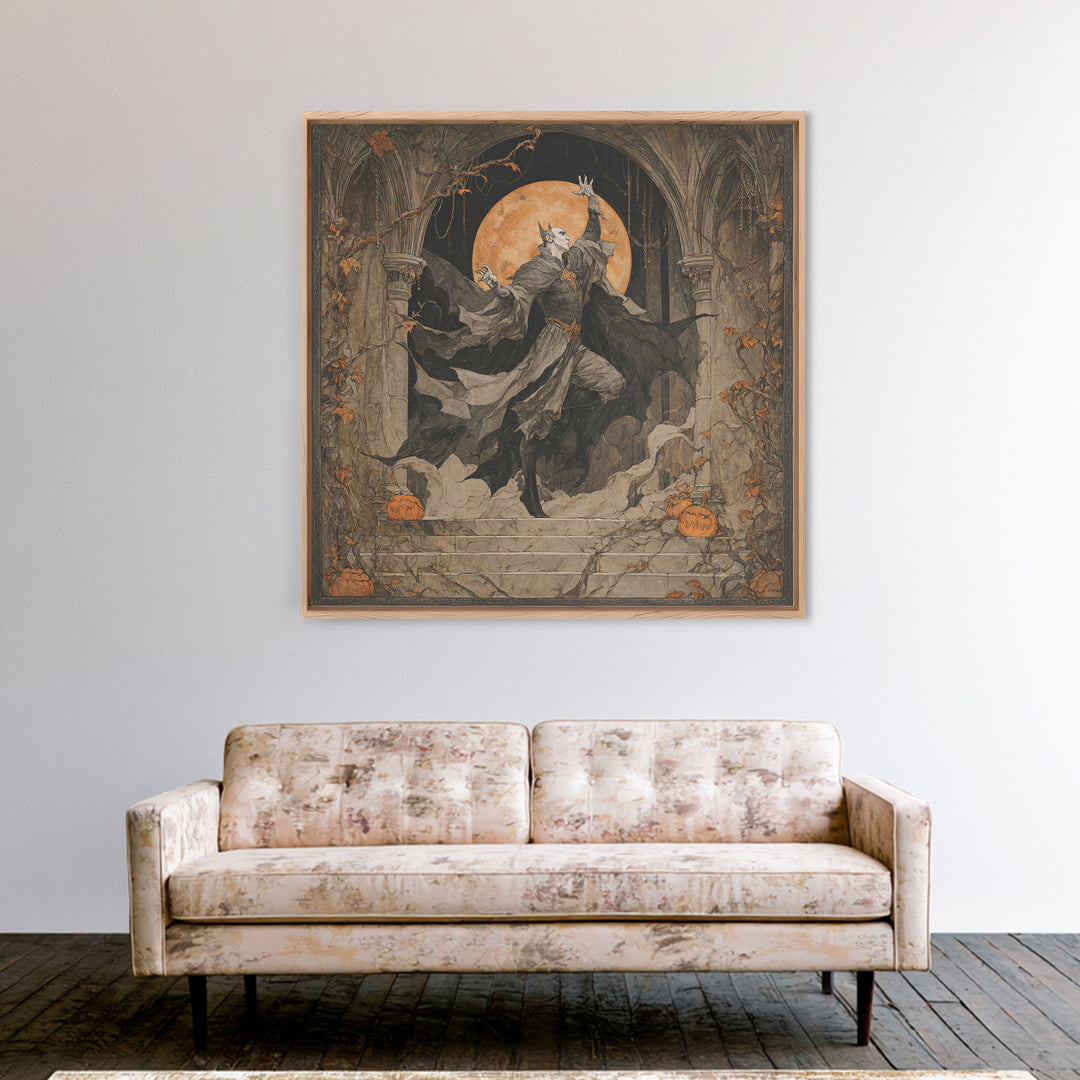 The Bat Prince, Square Wall Art, Macabre Wall Art, Framed Canvas Print, Halloween Wall Decor, Gothic Home Decor, Statement Wall Art