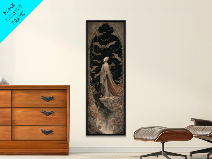 The Bat Prince, Tall Narrow Wall Art, Dark Halloween Decor, Canvas Print, Halloween Wall Decor, Gothic Home Decor, Collectible Wall Decor