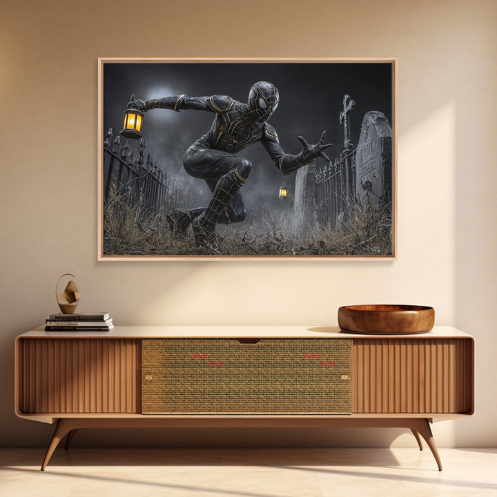 The Spider Knight, Landscape Wall Art, Haunted Gothic Art, Framed Canvas Print, Halloween Wall Decor, Gothic Home Decor, Horror Wall Art