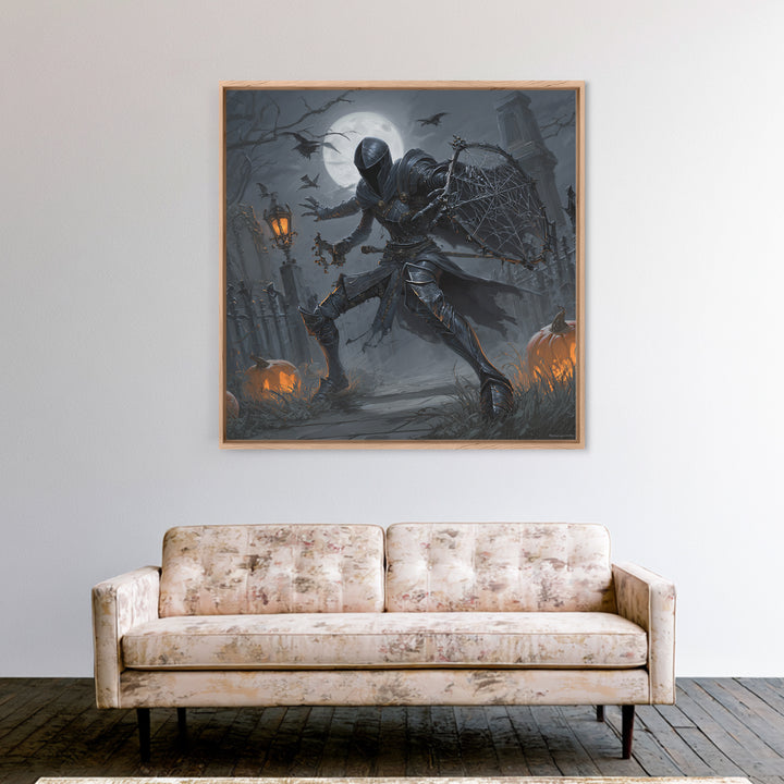 The Spider Knight, Square Wall Art, Macabre Wall Art, Framed Canvas Print, Halloween Wall Decor, Gothic Home Decor, Horror Wall Art