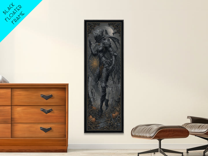 The Spider Knight, Tall Narrow Wall Art, Haunted Gothic Art, Framed Canvas Print, Halloween Wall Decor, Gothic Home Decor, Spooky Wall Decor