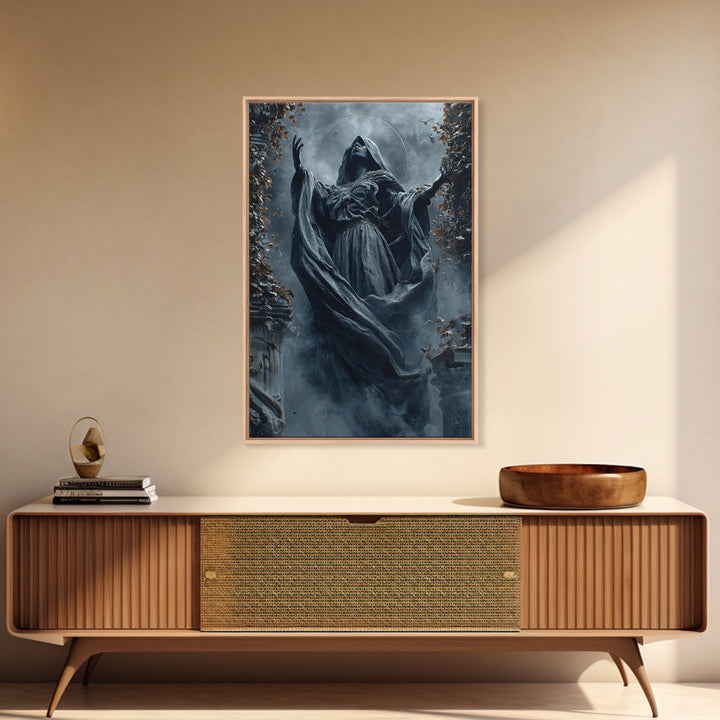 The Moon Priestess, Vertical Wall Art, Dark Fantasy Wall Art, Canvas Print, Halloween Wall Decor, Gothic Home Decor, Spooky Wall Decor
