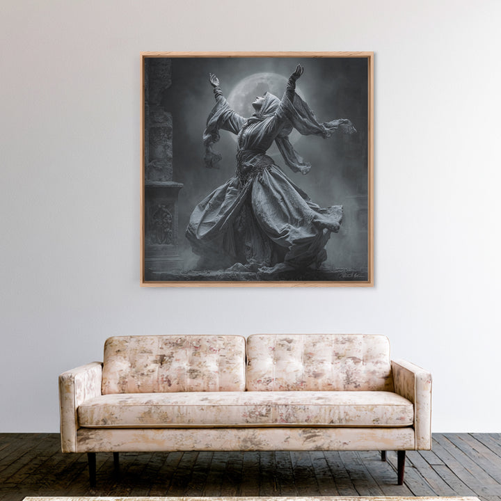 The Moon Priestess, Square Wall Art, Macabre Wall Art, Framed Canvas Print, Halloween Wall Decor, Gothic Home Decor, Dark Fantasy Art