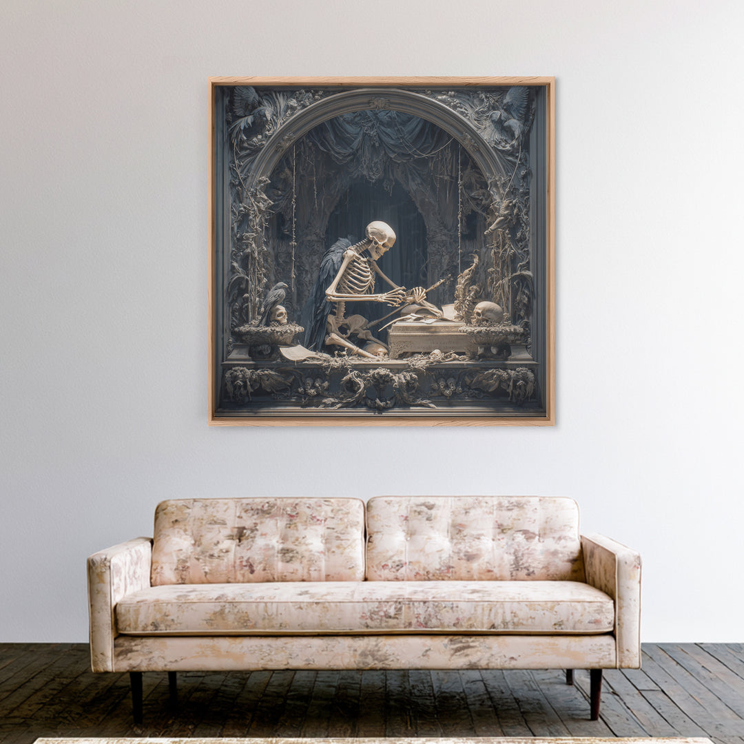 The Bone Sculptor, Square Wall Art, Dark Fantasy Wall Art, Canvas Print, Halloween Wall Decor, Gothic Home Decor, Collectible Wall Decor