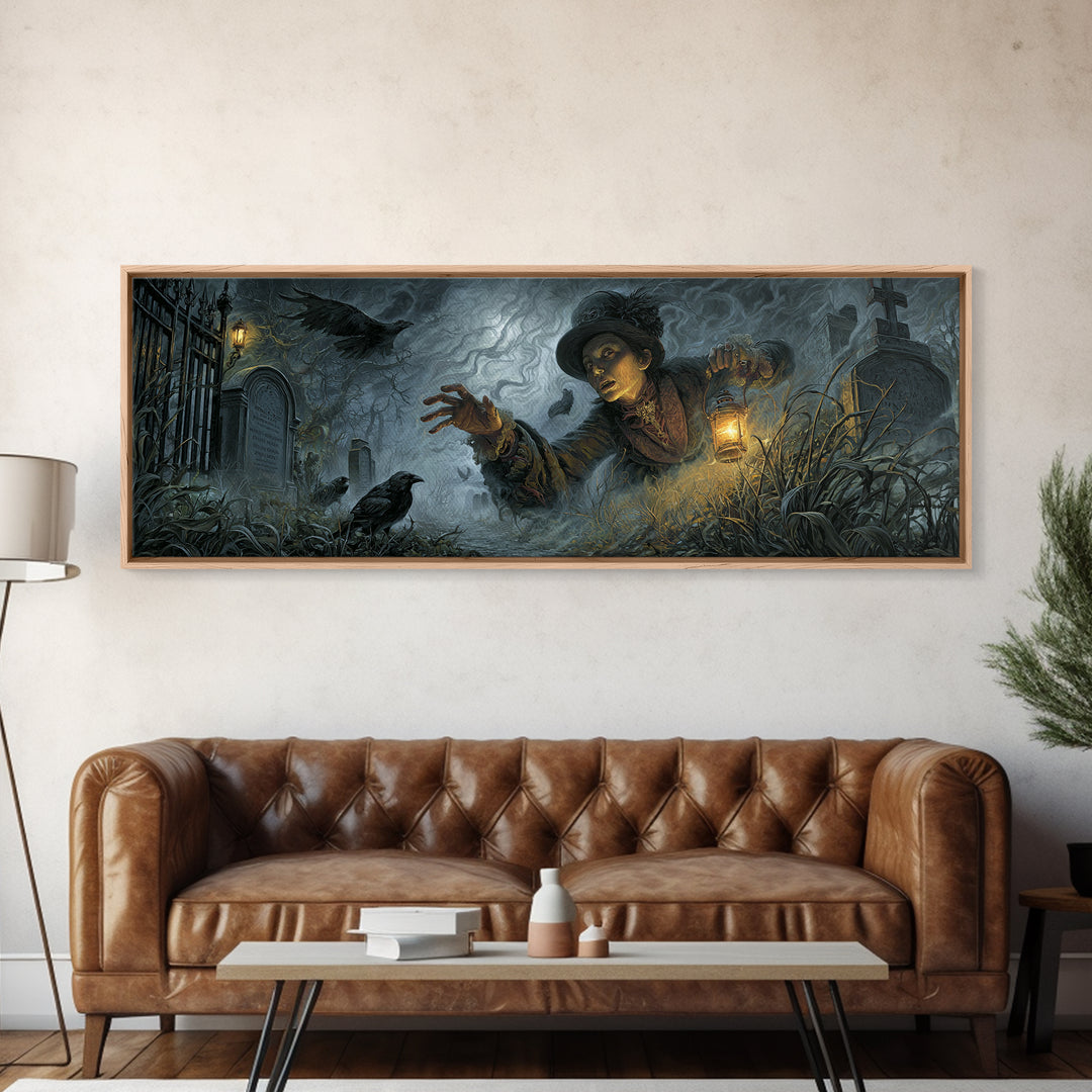 The Dream Eater, Extra Wide Wall Art, Gothic Horror Wall Art, Framed Canvas Print, Halloween Wall Decor, Gothic Home Decor