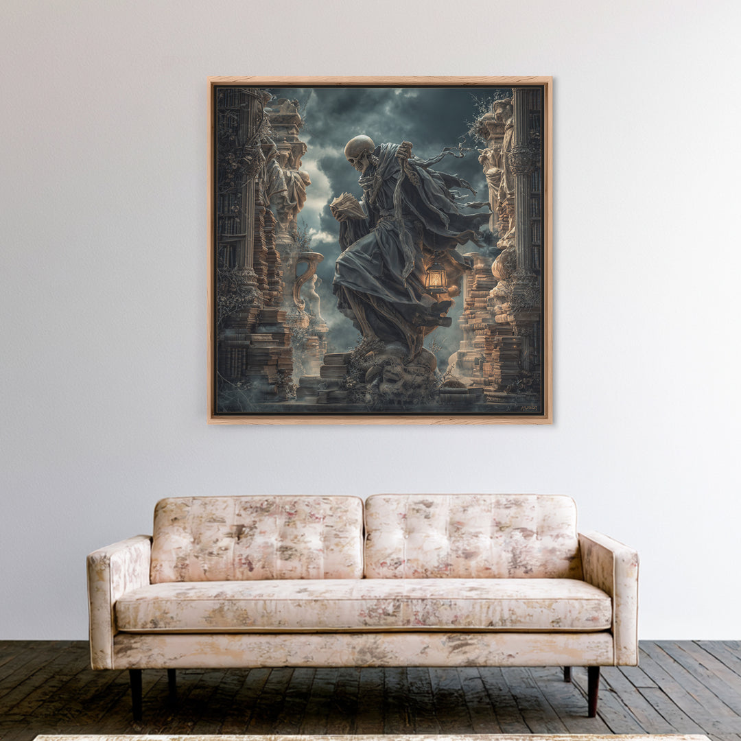 The Crypt Librarian, Square Wall Art, Dark Halloween Decor, Canvas Print, Halloween Wall Decor, Gothic Home Decor, Spooky Wall Decor