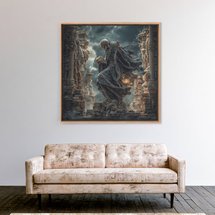 The Crypt Librarian, Square Wall Art, Dark Halloween Decor, Canvas Print, Halloween Wall Decor, Gothic Home Decor, Spooky Wall Decor