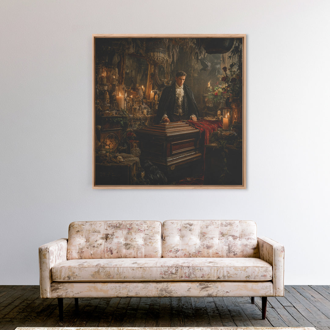 The Royal Coffin Maker, Square Wall Art, Spooky Home Decor, Canvas Print, Halloween Wall Decor, Gothic Home Decor, Seasonal Home Decor