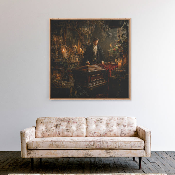 The Royal Coffin Maker, Square Wall Art, Spooky Home Decor, Canvas Print, Halloween Wall Decor, Gothic Home Decor, Seasonal Home Decor