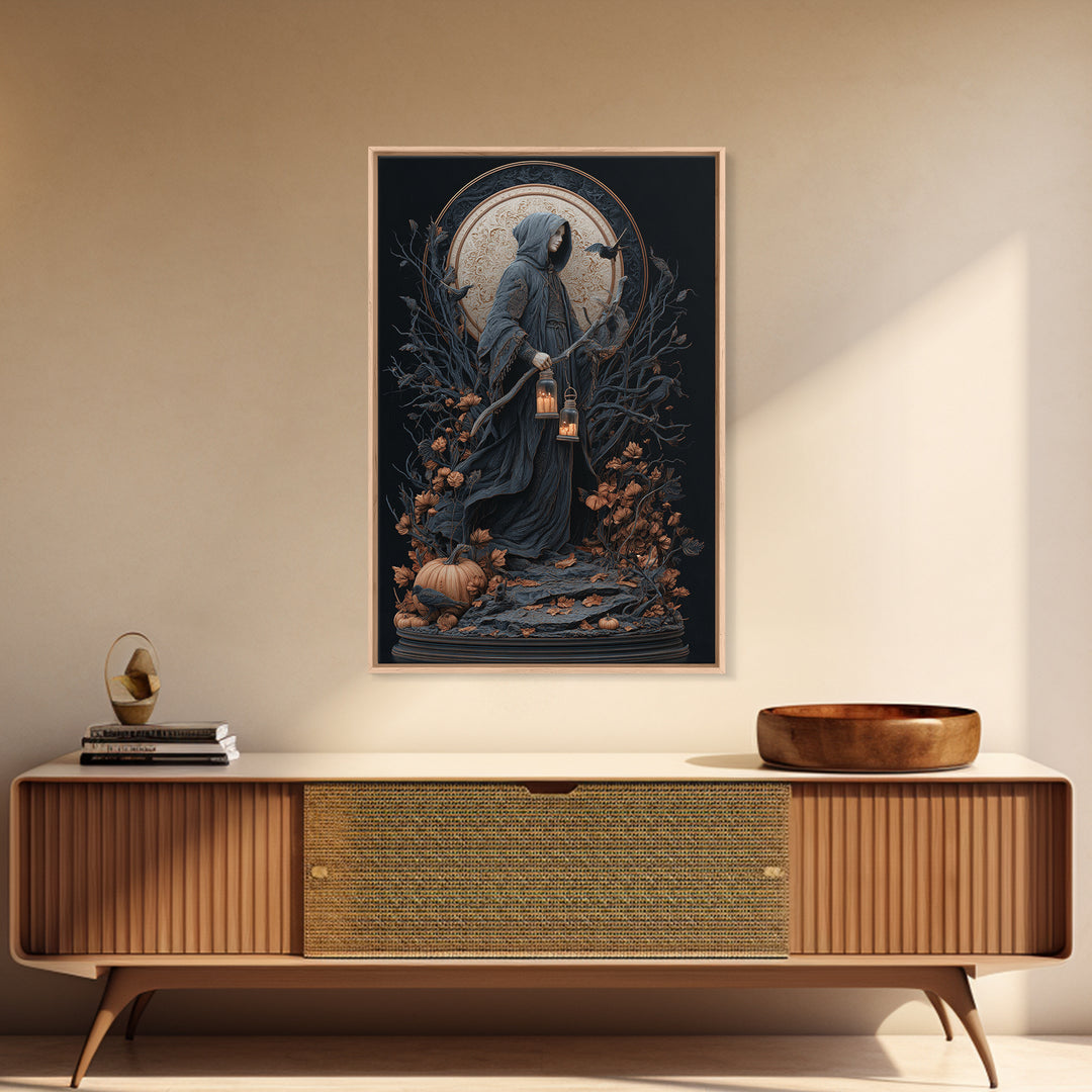 The Soul Collector, Vertical Wall Art, Haunted Gothic Art, Framed Canvas Print, Halloween Wall Decor, Gothic Home Decor, Statement Wall Art