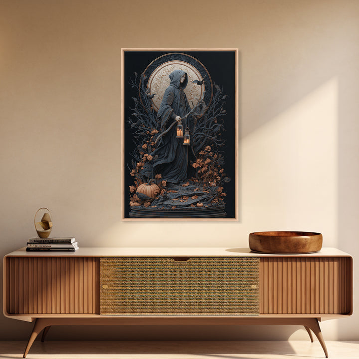 The Soul Collector, Vertical Wall Art, Haunted Gothic Art, Framed Canvas Print, Halloween Wall Decor, Gothic Home Decor, Statement Wall Art