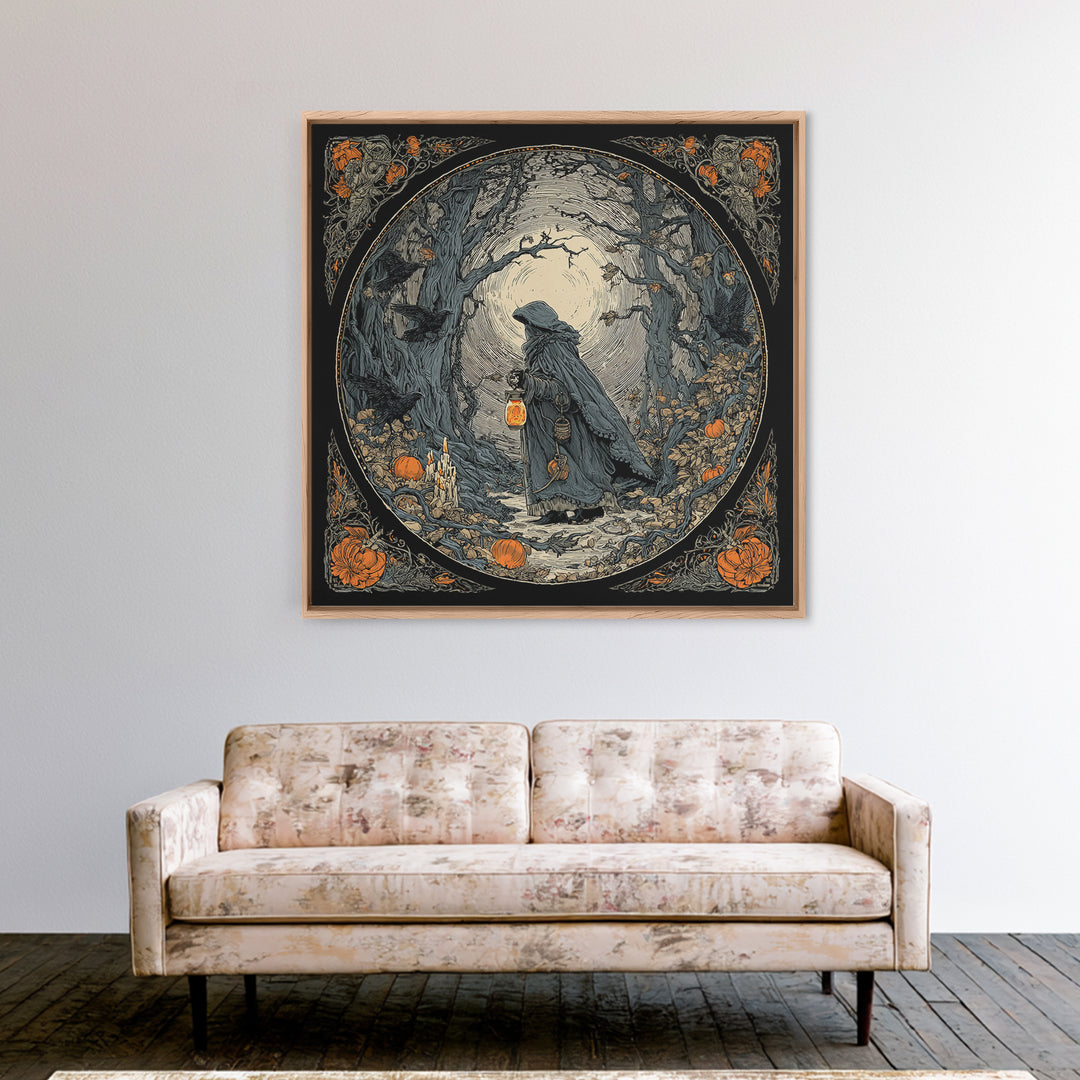 The Soul Collector, Square Wall Art, Macabre Wall Art, Framed Canvas Print, Halloween Wall Decor, Gothic Home Decor, Statement Wall Art