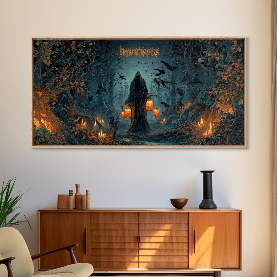 The Soul Collector, Wide Panoramic Art, Dark Fantasy Wall Art, Canvas Print, Halloween Wall Decor, Gothic Home Decor, Spooky Wall Decor