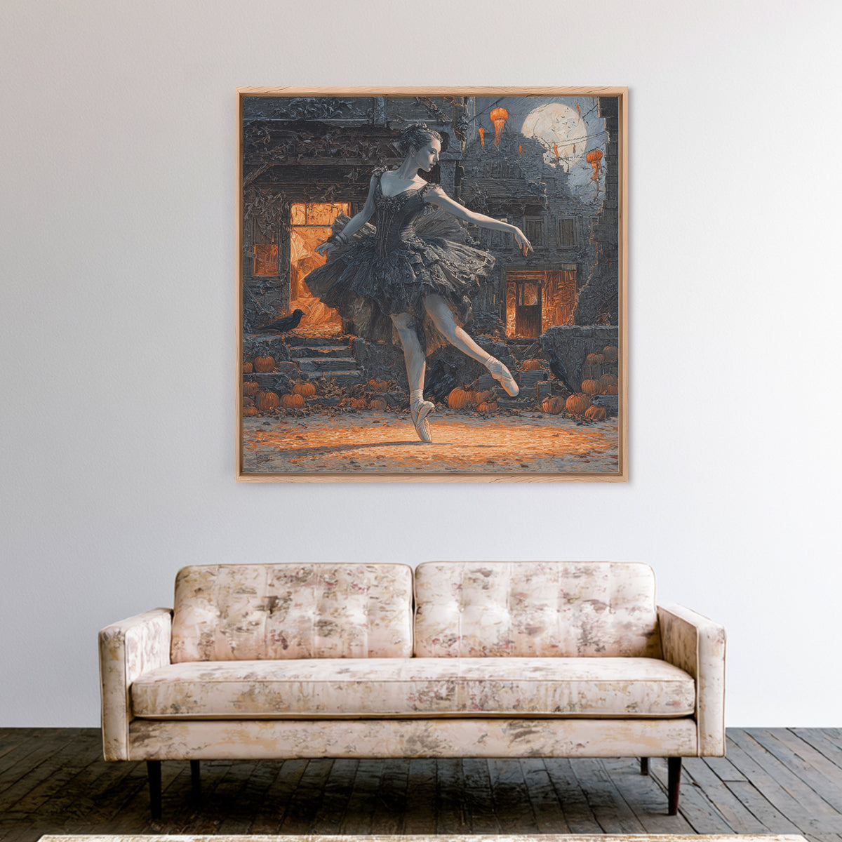 The Phantom Ballerina, Square Wall Art, Haunted Gothic Art, Framed Canvas Print, Halloween Wall Decor, Gothic Home Decor, Macabre Wall Art
