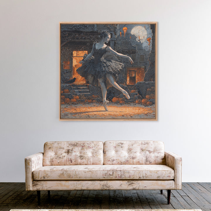 The Phantom Ballerina, Square Wall Art, Haunted Gothic Art, Framed Canvas Print, Halloween Wall Decor, Gothic Home Decor, Macabre Wall Art
