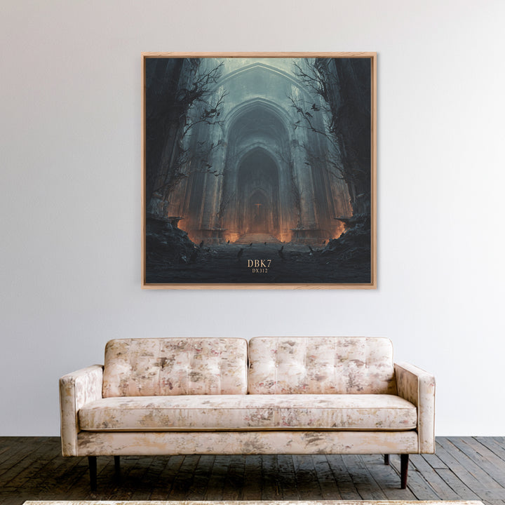 The Ghost Of The Witch Hunter, Square Wall Art, Haunted Gothic Art, Framed Canvas Print, Halloween Wall Decor, Gothic Home Decor