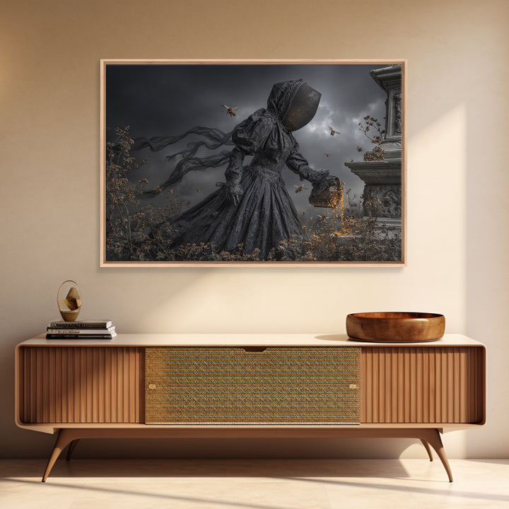 The Cemetery Beekeeper, Landscape Wall Art, Spooky Home Decor, Canvas Print, Halloween Wall Decor, Gothic Home Decor, Spooky Wall Decor