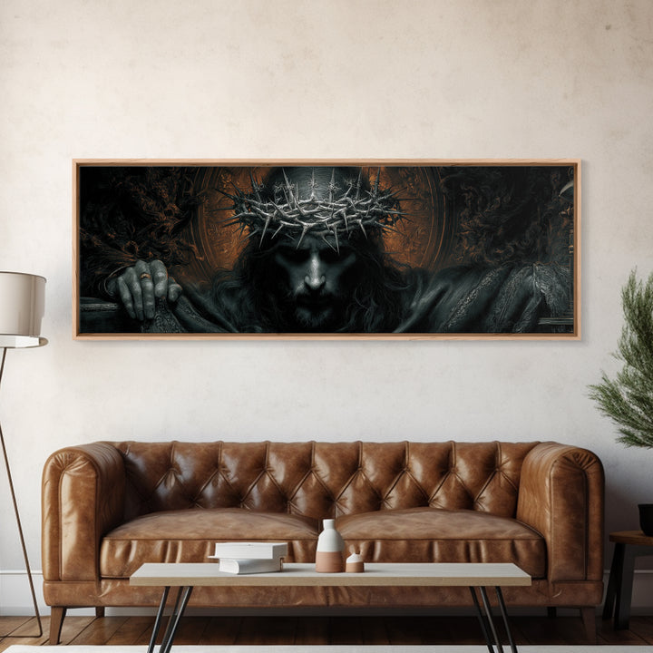 The Thorn-Crowned King, Extra Wide Wall Art, Dark Fantasy Wall Art, Canvas Print, Halloween Wall Decor, Gothic Home Decor