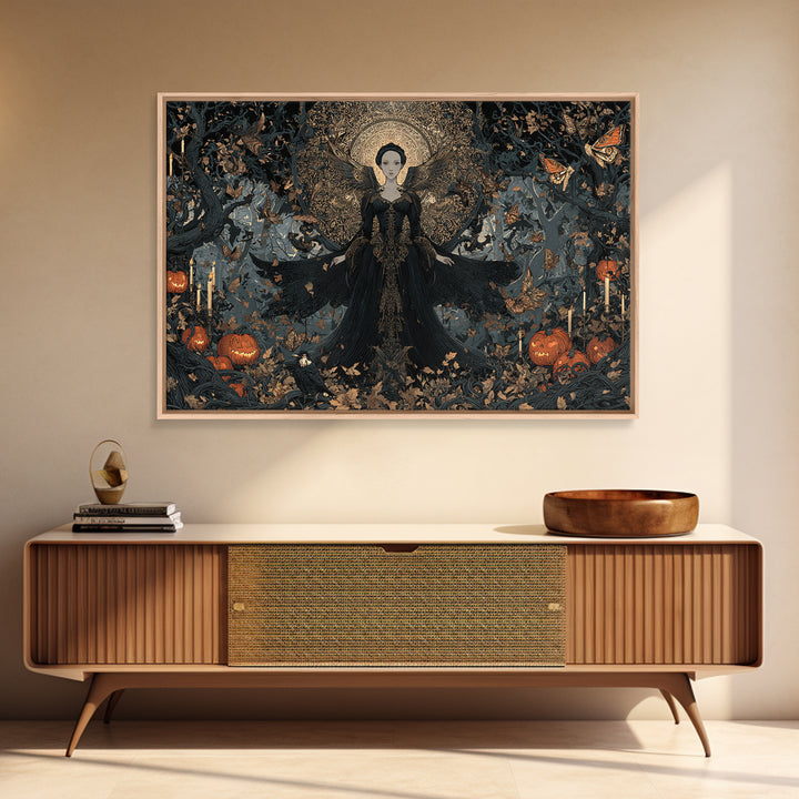 The Moth-Winged Empress, Landscape Wall Art, Gothic Horror Wall Art, Framed Canvas Print, Halloween Wall Decor, Gothic Home Decor