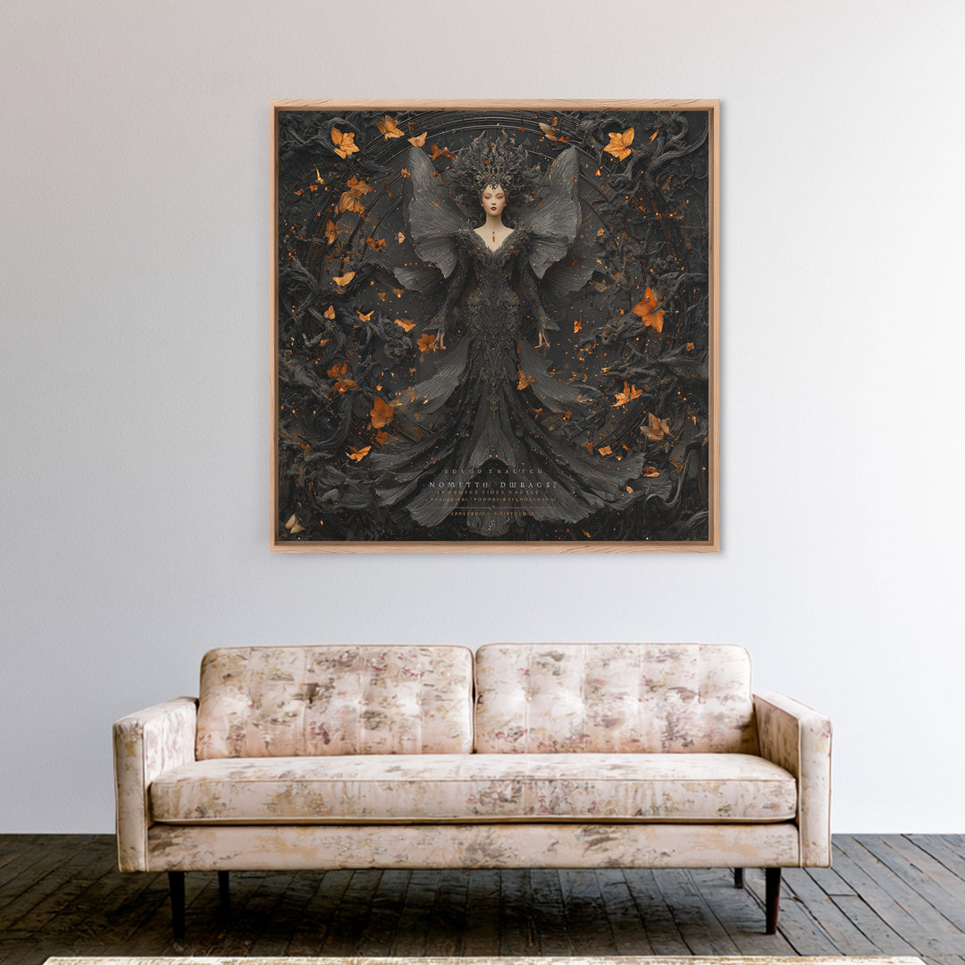 The Moth-Winged Empress, Square Wall Art, Dark Fantasy Wall Art, Canvas Print, Halloween Wall Decor, Gothic Home Decor, Statement Wall Art