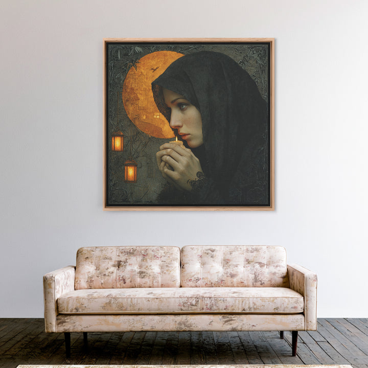 The Ash-Covered Oracle, Square Wall Art, Macabre Wall Art, Framed Canvas Print, Halloween Wall Decor, Gothic Home Decor, Seasonal Home Decor