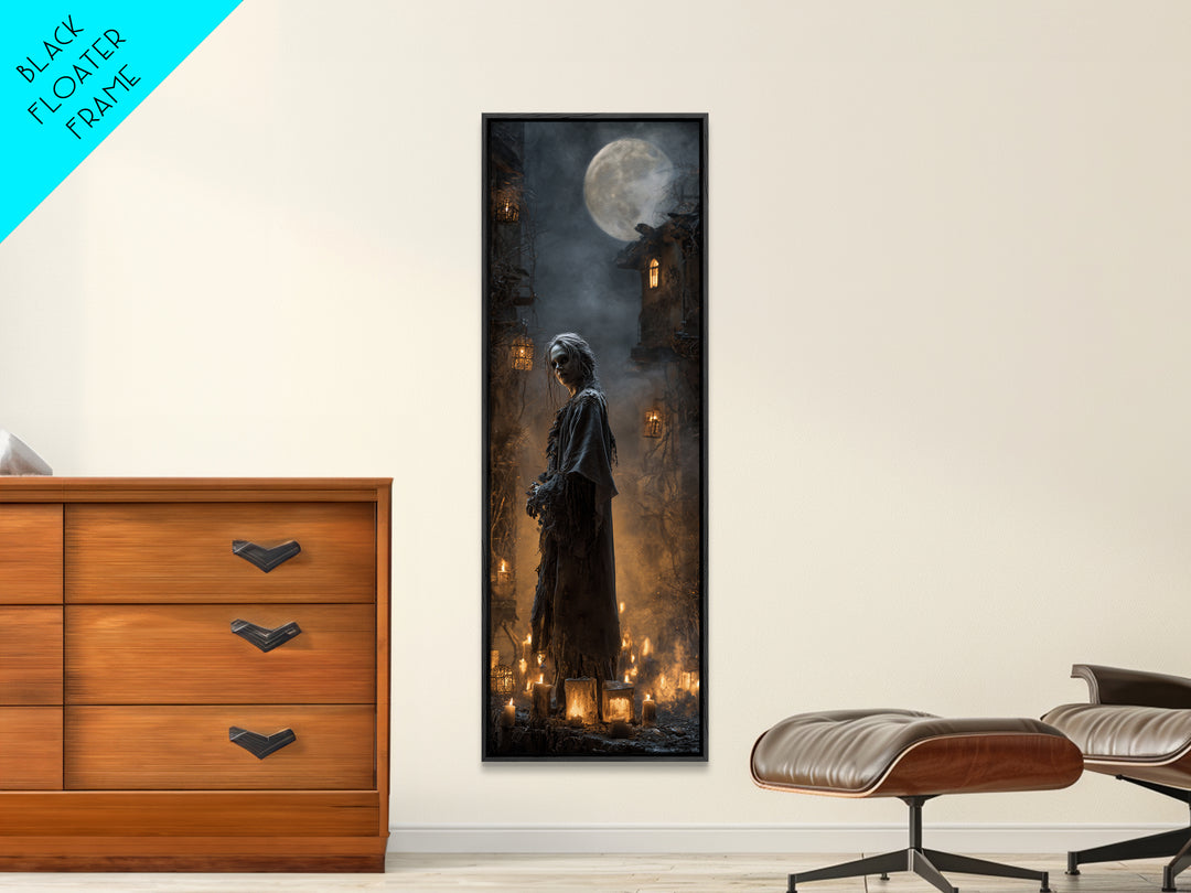 The Ash-Covered Oracle, Tall Narrow Wall Art, Macabre Wall Art, Framed Canvas Print, Halloween Wall Decor, Gothic Home Decor