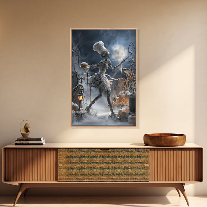 The Ghost Bakery, Vertical Wall Art, Haunted Gothic Art, Framed Canvas Print, Halloween Wall Decor, Gothic Home Decor, Statement Wall Art