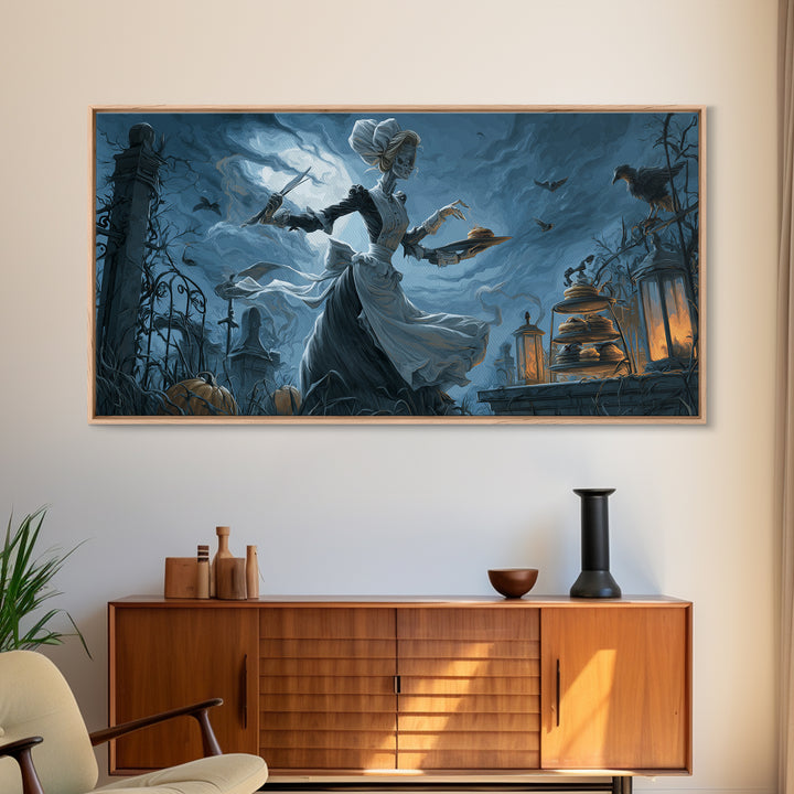 The Ghost Bakery, Wide Panoramic Art, Dark Fantasy Wall Art, Canvas Print, Halloween Wall Decor, Gothic Home Decor, Macabre Wall Art