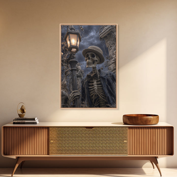 The Skeleton Barbershop Quartet, Vertical Wall Art, Spooky Home Decor, Canvas Print, Halloween Wall Decor, Gothic Home Decor
